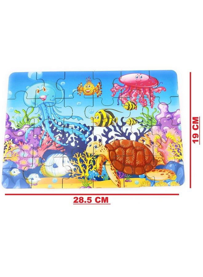 فنبلاست أحجية الصور المقطوعة الخشبية التعليمية للأطفال من فن بلاست - الحياة المائية، أحجية صور مقطوعة خشبية بدون ورق للأطفال - ٢٤ قطعة (متعددة الألوان) - Image 2