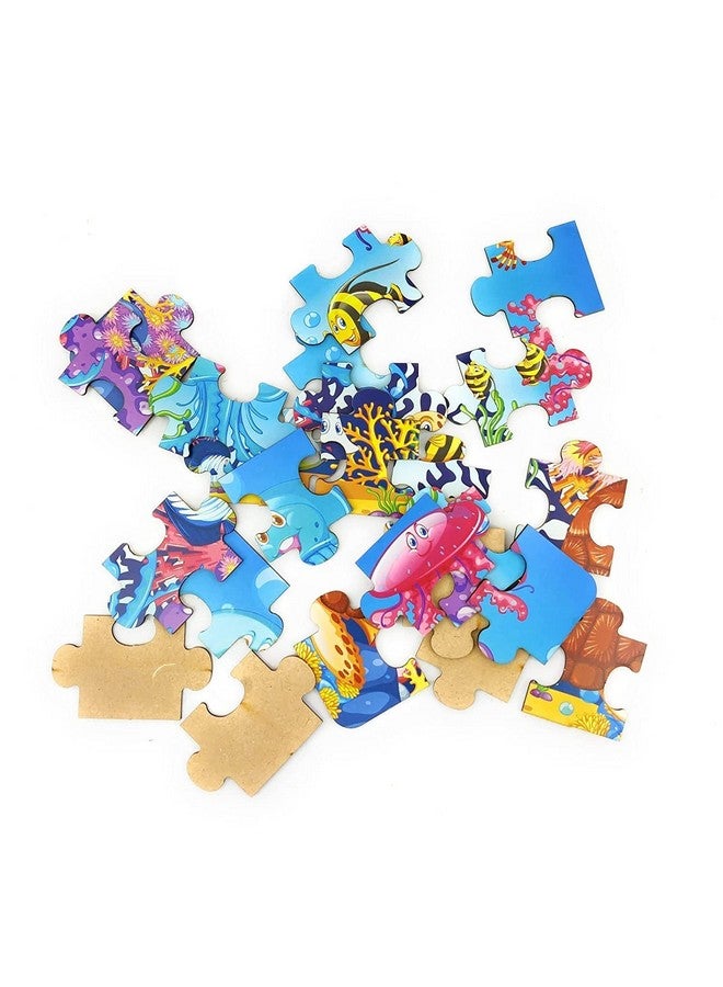 فنبلاست أحجية الصور المقطوعة الخشبية التعليمية للأطفال من فن بلاست - الحياة المائية، أحجية صور مقطوعة خشبية بدون ورق للأطفال - ٢٤ قطعة (متعددة الألوان) - Image 3
