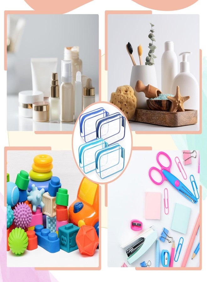 مجموعة سيل تراينجل من 24 كيس مكياج شفاف، حقيبة تخزين مستحضرات تجميل بالجملة، حقيبة بلاستيكية مقاومة للماء مزودة بسحاب، حقيبة أدوات تجميل بلاستيكية للسفر، مناسبة للنساء، 7 بوصات × 4.7 بوصات × 2.4 بوصات (أزرق) - Image 5