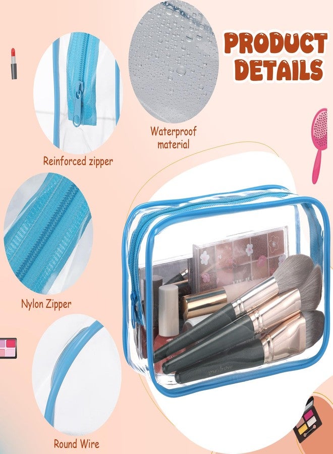 مجموعة سيل تراينجل من 24 كيس مكياج شفاف، حقيبة تخزين مستحضرات تجميل بالجملة، حقيبة بلاستيكية مقاومة للماء مزودة بسحاب، حقيبة أدوات تجميل بلاستيكية للسفر، مناسبة للنساء، 7 بوصات × 4.7 بوصات × 2.4 بوصات (أزرق) - Image 3