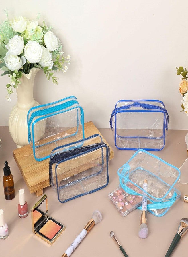 مجموعة سيل تراينجل من 24 كيس مكياج شفاف، حقيبة تخزين مستحضرات تجميل بالجملة، حقيبة بلاستيكية مقاومة للماء مزودة بسحاب، حقيبة أدوات تجميل بلاستيكية للسفر، مناسبة للنساء، 7 بوصات × 4.7 بوصات × 2.4 بوصات (أزرق) - Image 4