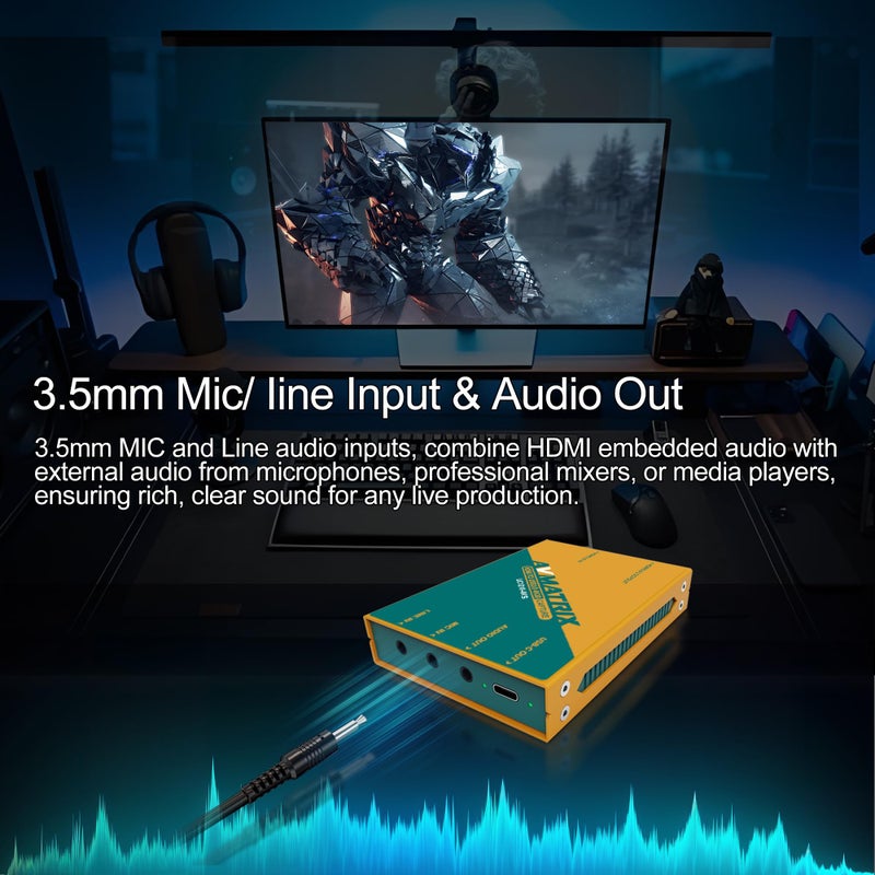 AVMATRIX 4K60 Capture Card HDMI2.1, VRR HDR10 4K60 Passthrough, Game Capture Device for PS4/ Pro PS5,PS5 pro, Xbox Streaming on Twitch, OBS on PC, Mac Near-Zero Latency UC1218-4KS - Image 3