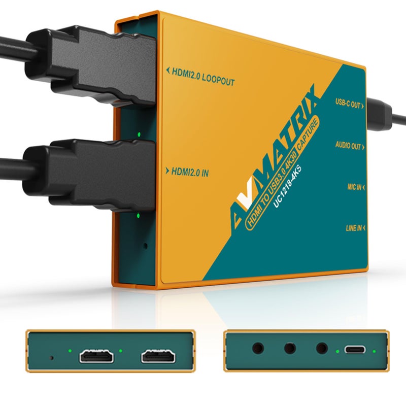 AVMATRIX 4K60 Capture Card HDMI2.1, VRR HDR10 4K60 Passthrough, Game Capture Device for PS4/ Pro PS5,PS5 pro, Xbox Streaming on Twitch, OBS on PC, Mac Near-Zero Latency UC1218-4KS - Image 1