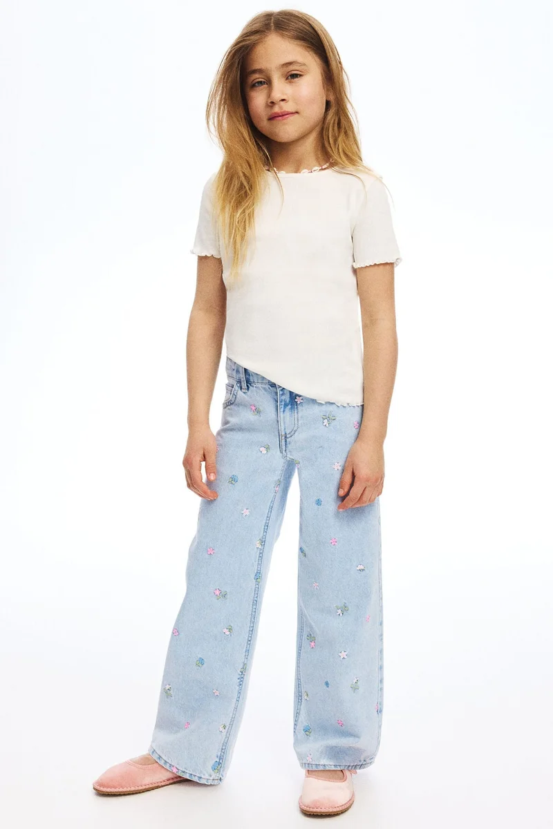 H&M Motif-detail wide leg jeans