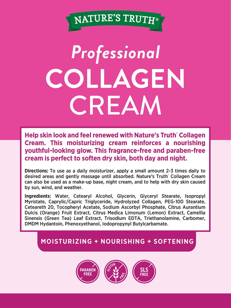 Nature's Truth Collagen Cream | 4 oz | Professional Strength | Paraben & SLS Free, Gluten Free | For Face and Body - Image 2