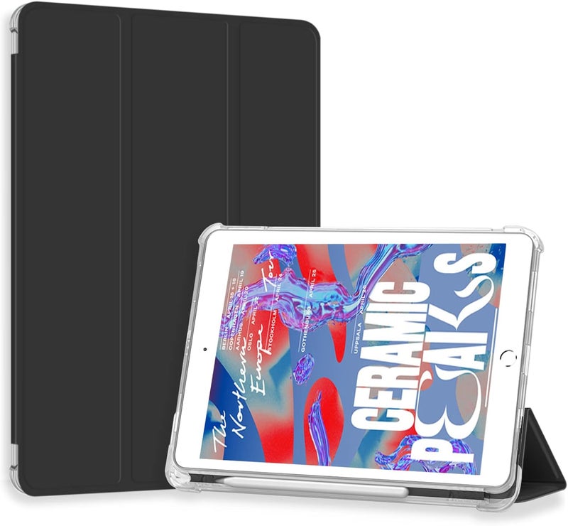 Divufus حافظة خاصة بجهاز iPad Pro 9.7 (الطراز القديم 2016)، خفيفة الوزن ونحيفة، تدعم وظيفة النوم التلقائي والاستيقاظ التلقائي، تحتوي على حامل ثلاثي الأجزاء، غطاء ذكي، وجهة خلفية مصنوعة من TPU ناعم وشفافة معطرة، مخصصة لجهاز iPad Pro بحجم 9.7 بوصة، لون أسود. - Image 1