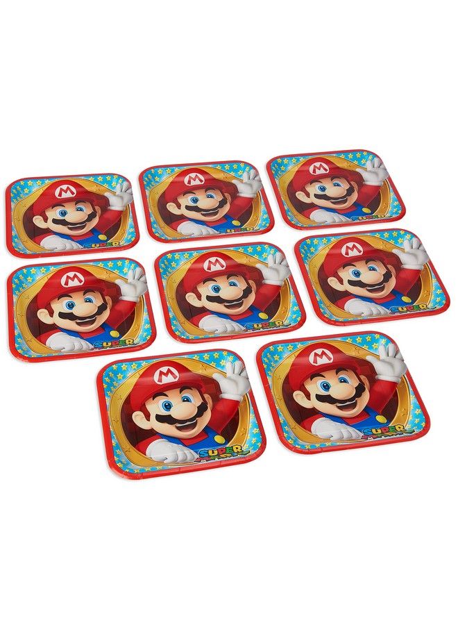 American Greetings Amscan Super Mario Brothers Square Paper Plates 9" Multicolor 8 Pieces - Image 3