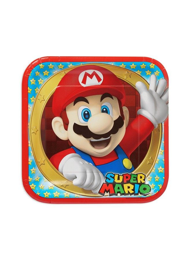 American Greetings Amscan Super Mario Brothers Square Paper Plates 9" Multicolor 8 Pieces - Image 2