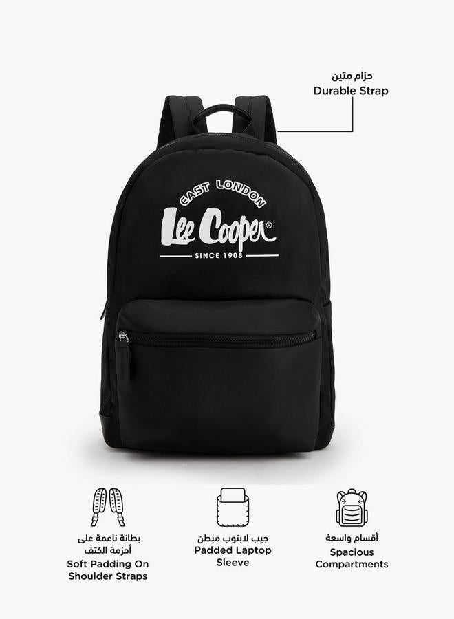 Lee Cooper Logo Print School Backpack With Front Pocket - 29.5x15x44 CM - Image 4