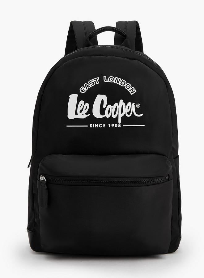 Lee Cooper Logo Print School Backpack With Front Pocket - 29.5x15x44 CM - Image 1