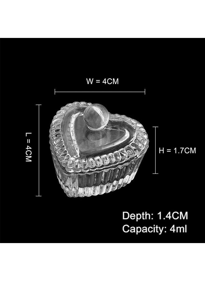 Honey Joy Crystal Sweet Heart Shape Acrylic Liquid Powder Glass Dappen Dish Glass Cup W Cap Lid Bowl For Acrylic Nail Art Transparent Kit (Clear)  - Image 5