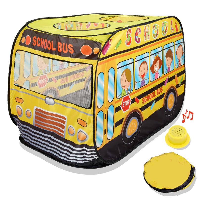 Playbees Musical School Bus Pop Up Play Tent with 3 Openings Tent for Toddlers Indoor Outdoor Pop Up Tents for Kids Includes Carry Bag and Sound Button 435x28x265 Inch - Image 2