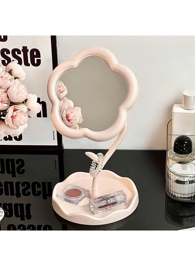 سوفام مرآة مكياج على شكل زهرة لمرآة زخرفة مكتبية لغرفة النوم وغرفة المعيشة والمساحات الصغيرة زخرفة الغرفة زخرفة المنزل (وردي) - Image 2