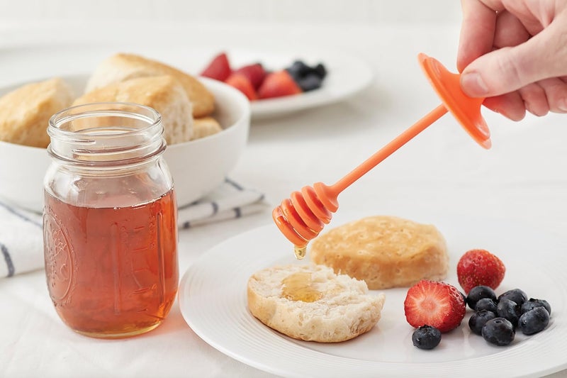 Jarware Honey Dipper Lid for Regular Mouth Mason Jars, Orange, 16-Ounce - Image 1