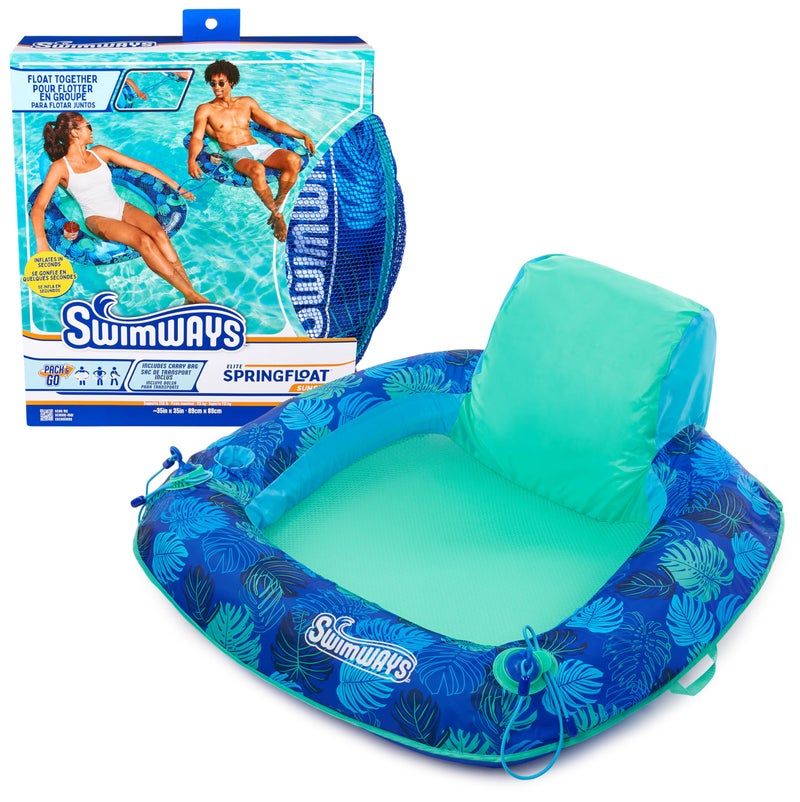 SwimWays Elite Spring Float Sunseat Pool Lounger, Inflatable Pool Floats Adult with Fast Inflation, Pool Lounge Chair for Adults up to 250 lbs - Image 1