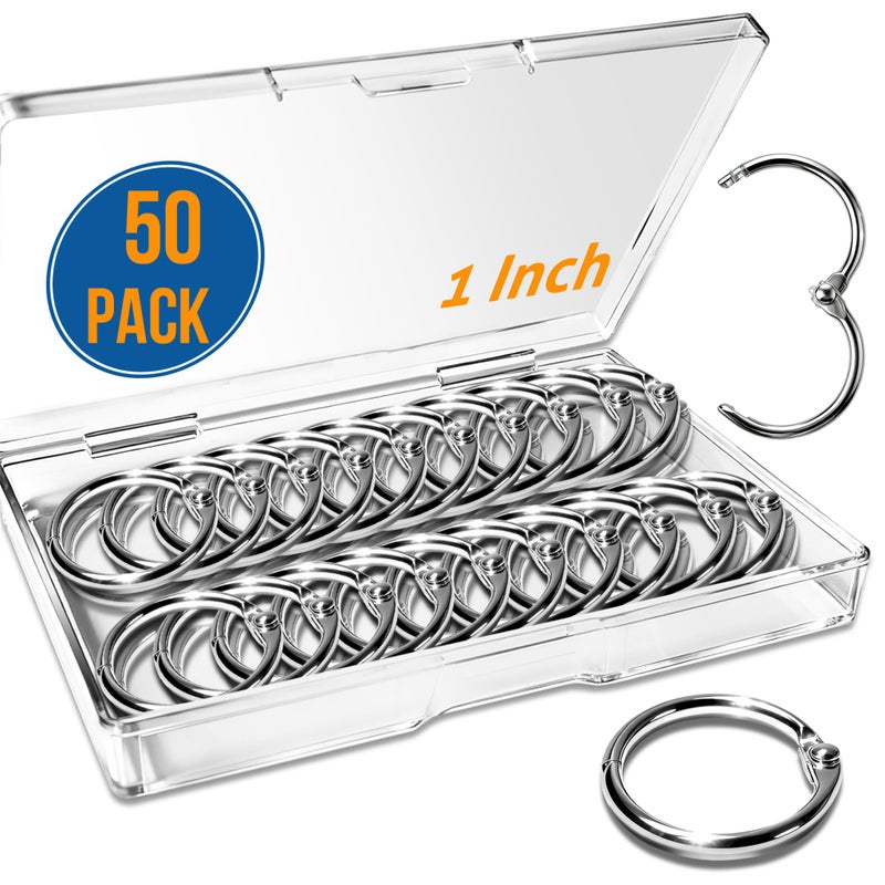 JANCAN 50 PCS Binder Rings Loose Leaf Binder Book Rings - 1 inch Multifunctional Loose Leaf Key Ring Clips for Papers,Index Cards,Office,School,Home Crafts Ornaments and DIY Arts - Image 1