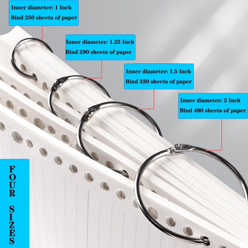 JANCAN 50 PCS Binder Rings Loose Leaf Binder Book Rings - 1 inch Multifunctional Loose Leaf Key Ring Clips for Papers,Index Cards,Office,School,Home Crafts Ornaments and DIY Arts - Image 3