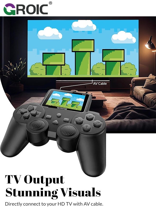 GROIC 520-in-1 Retro Games Handheld - Controller Console with Loads of Classic Arcade Games - Gamepad Console with AV TV Out (Black Double Player)  - Image 4