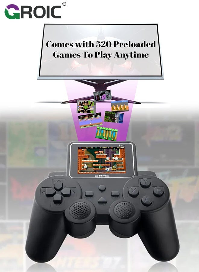 GROIC 520-in-1 Retro Games Handheld - Controller Console with Loads of Classic Arcade Games - Gamepad Console with AV TV Out (Black Double Player)  - Image 3