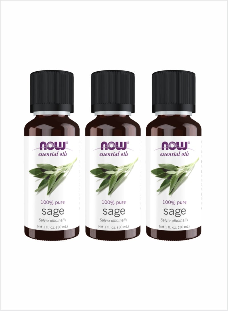 Now Essential Oils 100% Pure Sage Oil – 30ml (Pack of 3)