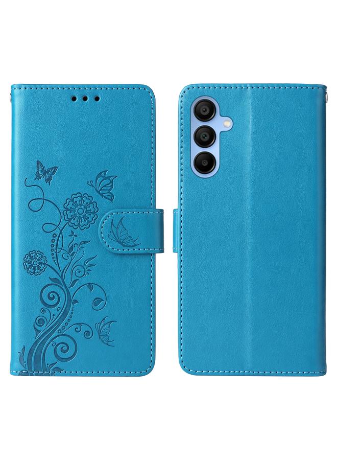 S-TOP Case For Samsung Galaxy A15 4G / 5G Embossed Butterfly Flowers Leather Phone Case - Image 3