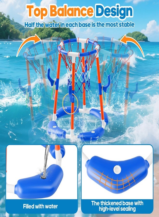 AIGIMU Pool Basketball Hoop, 2-in-1 Floating Pool Toys Ring Game with 4 Balls and Pump, Outdoor Swimming Pool Games for Kids Adults Water Basketball for Pool Basketball Games for Outdoor Indoor Play - Image 5