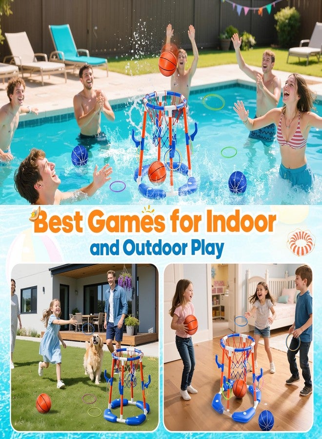 AIGIMU Pool Basketball Hoop, 2-in-1 Floating Pool Toys Ring Game with 4 Balls and Pump, Outdoor Swimming Pool Games for Kids Adults Water Basketball for Pool Basketball Games for Outdoor Indoor Play - Image 2