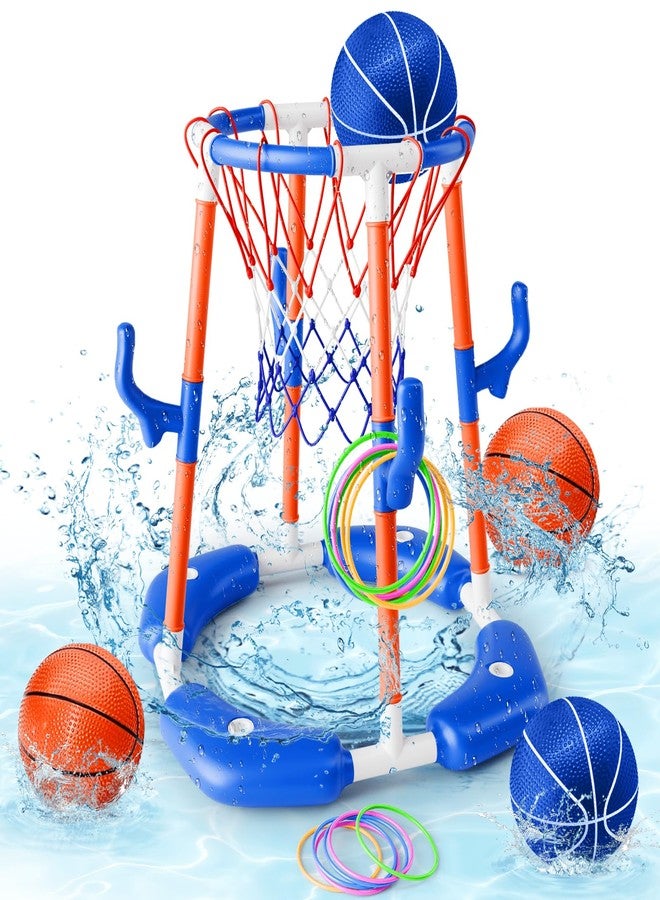 AIGIMU Pool Basketball Hoop, 2-in-1 Floating Pool Toys Ring Game with 4 Balls and Pump, Outdoor Swimming Pool Games for Kids Adults Water Basketball for Pool Basketball Games for Outdoor Indoor Play - Image 1