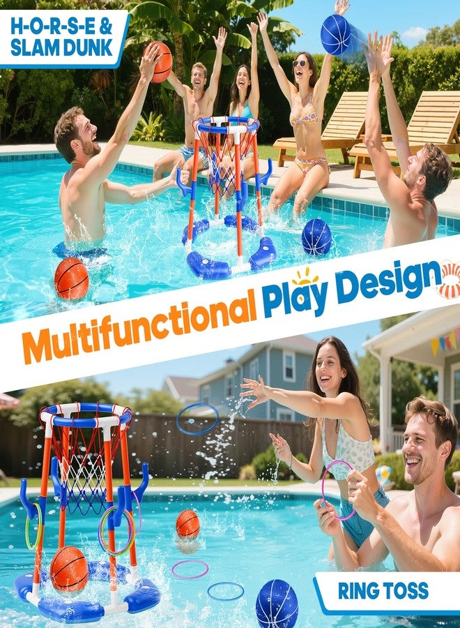 AIGIMU Pool Basketball Hoop, 2-in-1 Floating Pool Toys Ring Game with 4 Balls and Pump, Outdoor Swimming Pool Games for Kids Adults Water Basketball for Pool Basketball Games for Outdoor Indoor Play - Image 3