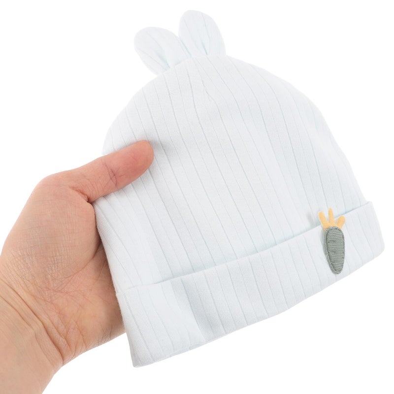 Double Layer Blue Bunny Ears Bonnet Hat for Newborns 0 3 Months Soft Warm Peaked Cap - Image 5