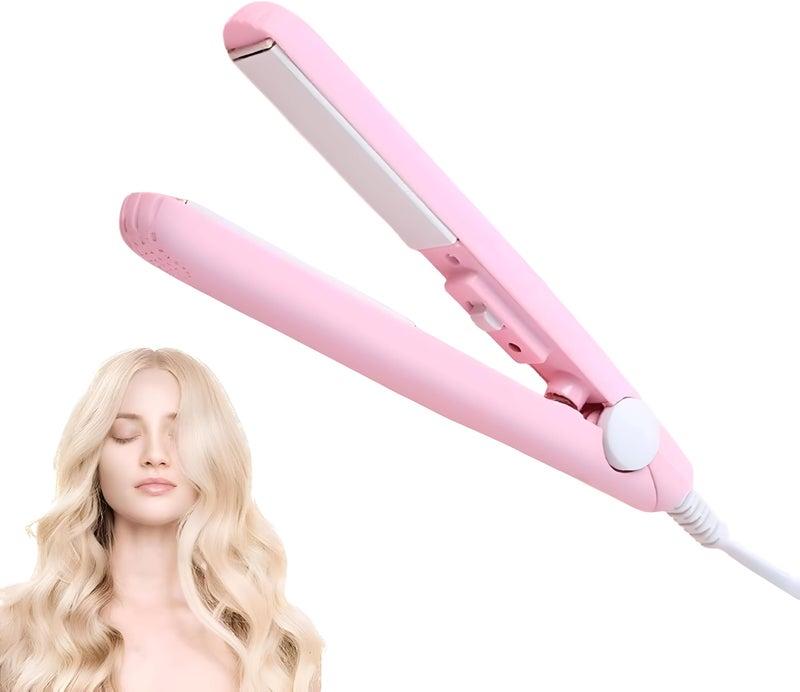 Ceramic Hair Iron,Very Small Size,Designed for Trips and Travels,Ultra High Temperature -Box for Keeping on the Go,Now at Al-Israa (Pink)