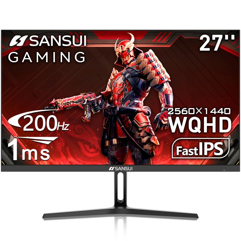 SANSUI 27 Inch WQHD 2560 x 1440 IPS Gaming Monitor, 200Hz 180Hz 1ms Computer Monitor, DP 1.2 x2 | HDMI 2.0 x2 | VESA Mount, 120% sRGB HDR Eye Care Metal Stand (DP Cable Included) - Image 1