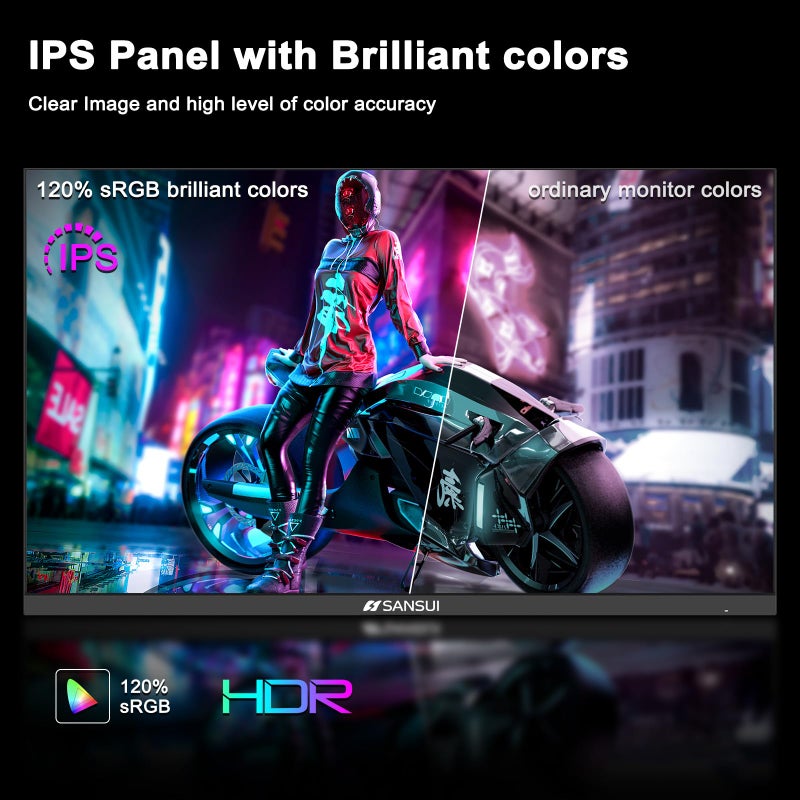 SANSUI 27 Inch WQHD 2560 x 1440 IPS Gaming Monitor, 200Hz 180Hz 1ms Computer Monitor, DP 1.2 x2 | HDMI 2.0 x2 | VESA Mount, 120% sRGB HDR Eye Care Metal Stand (DP Cable Included) - Image 5