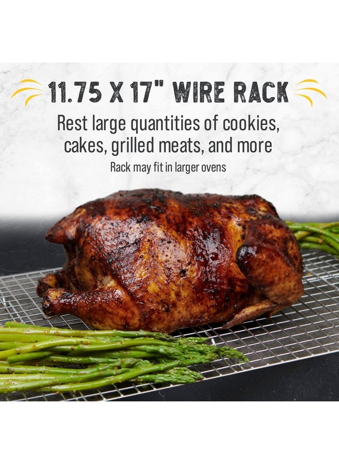 Checkered Chef Checkered Chef Cooling Rack for Cooking and Baking - 11 ¾" x 17 Set of 2 Stainless Steel, Oven Safe Grid Wire Cookie Cooling Racks  - Image 3
