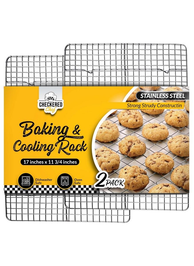 Checkered Chef Checkered Chef Cooling Rack for Cooking and Baking - 11 ¾" x 17 Set of 2 Stainless Steel, Oven Safe Grid Wire Cookie Cooling Racks  - Image 1