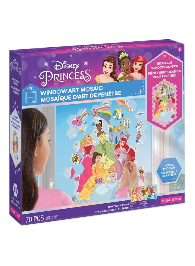 Make It Real Disney Window Art Mosaic Disney Princess 70 Pcs Reusable Puzzle Window Clings Creates A 9.5 X 16.5 Image Kids Ages 6+ - Image 2