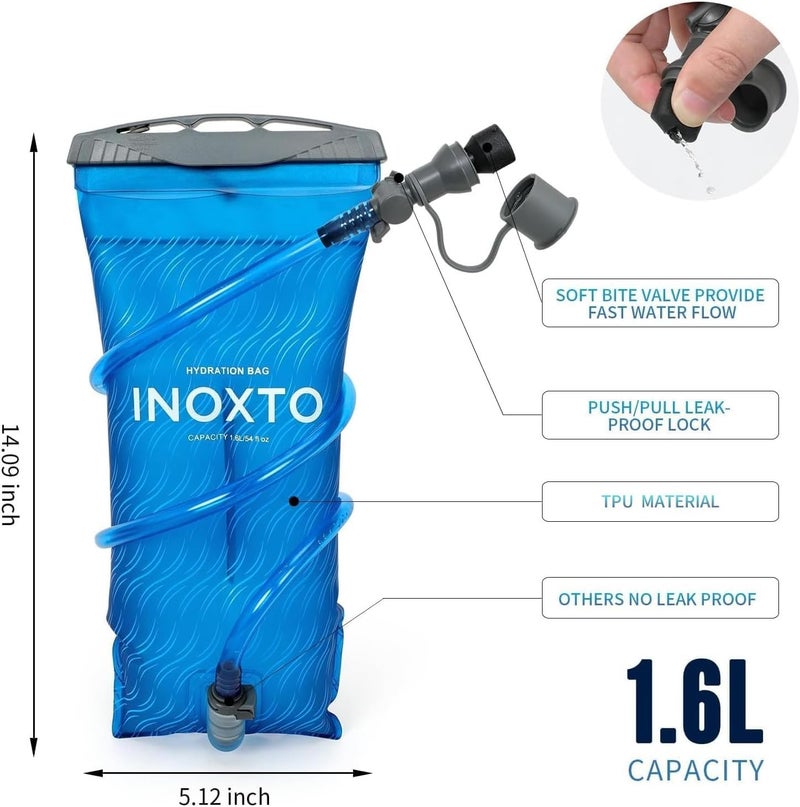 إينوكستو حقيبة الظهر INOXTO للجري والترطيب، حزمة معزولة خفيفة الوزن مع حقيبة مثانة مائية سعة 1.5 لتر، حقيبة نهارية للمشي لمسافات طويلة والجري وركوب الدراجات وسباق الماراثون للنساء والرجال (رمادي أزرق داكن) - Image 2