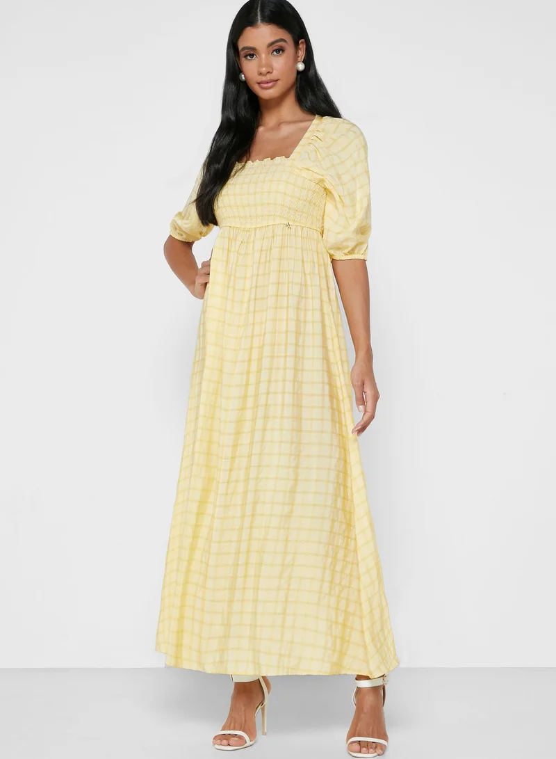 Jovonna London Square Neck Shirred Dress