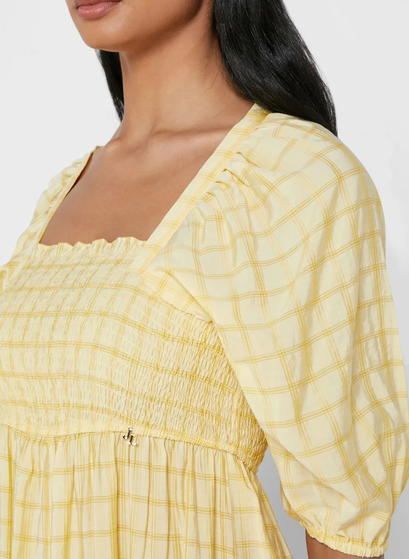 Jovonna London Square Neck Shirred Dress