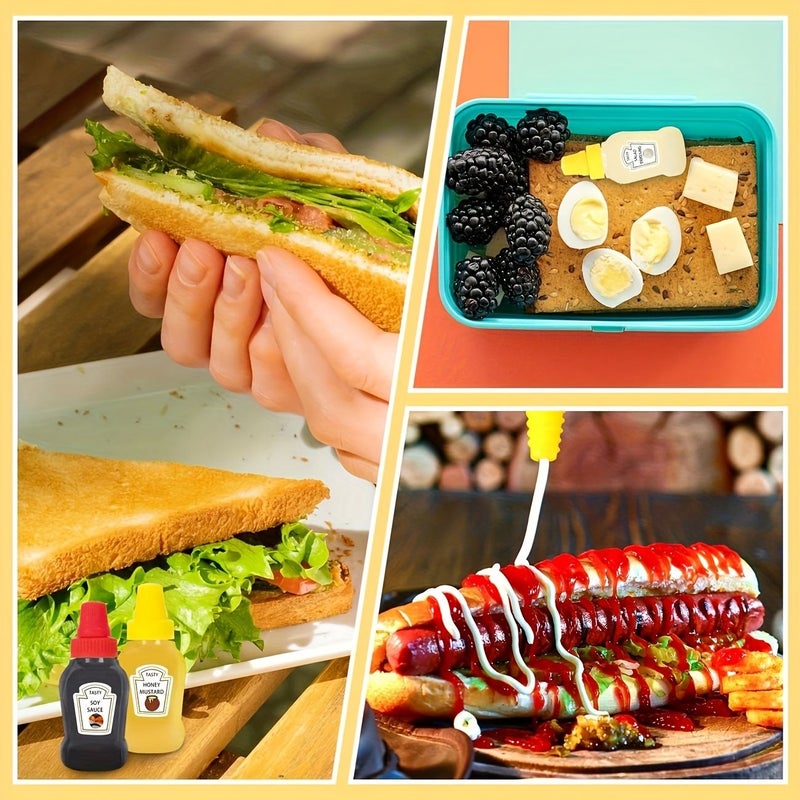 4 Pcs Mini Portable Squeeze Sauce Bottles BPA Free Plastic Containers For Lunch Box Picnic Office - Image 2