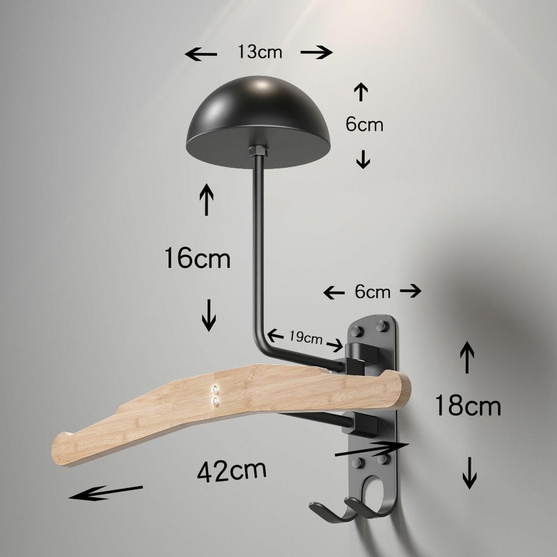 Motorcycle Helmet Rack Wall Mount 180° Rotatable Black Space Aluminum - Semi-spherical Design With Double Hooks Helmet Holder for Home, Office, Display Room Storage - Image 4
