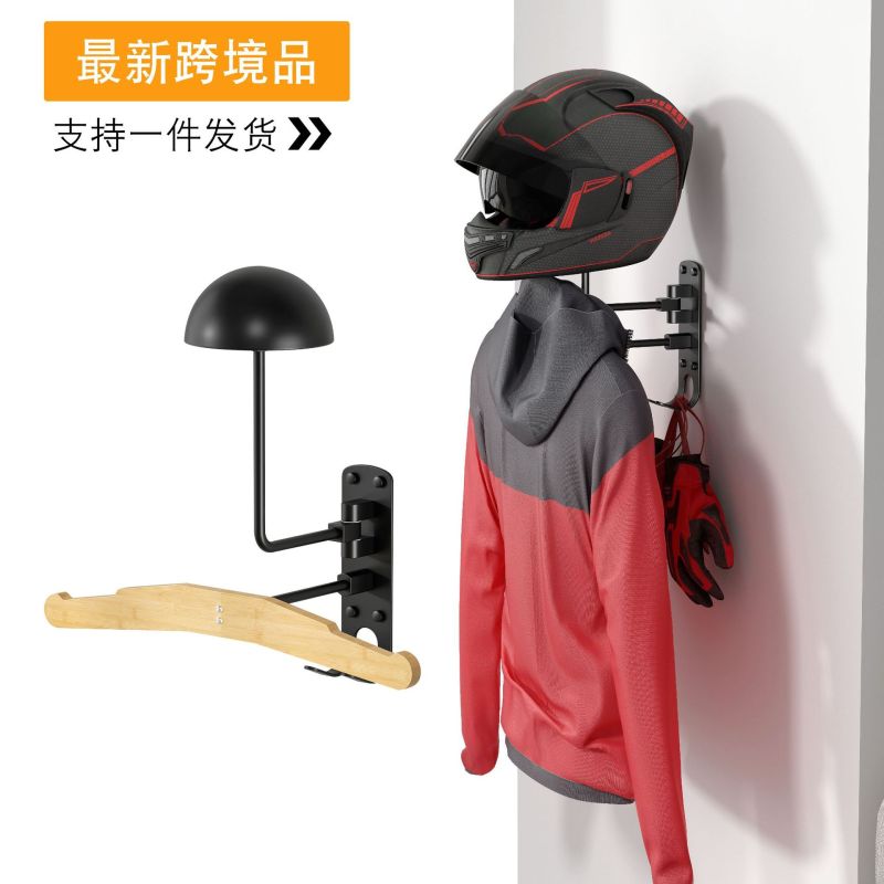 Motorcycle Helmet Rack Wall Mount 180° Rotatable Black Space Aluminum - Semi-spherical Design With Double Hooks Helmet Holder for Home, Office, Display Room Storage - Image 3