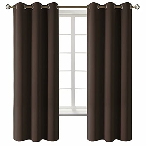 BGment Blackout Curtains for Living Room - Grommet Thermal Insulated Room Darkening Curtains for Bedroom, 2 Panels of 42 x 63 Inch, Brown - Image 1