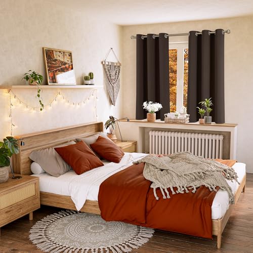 BGment Blackout Curtains for Living Room - Grommet Thermal Insulated Room Darkening Curtains for Bedroom, 2 Panels of 42 x 63 Inch, Brown - Image 2