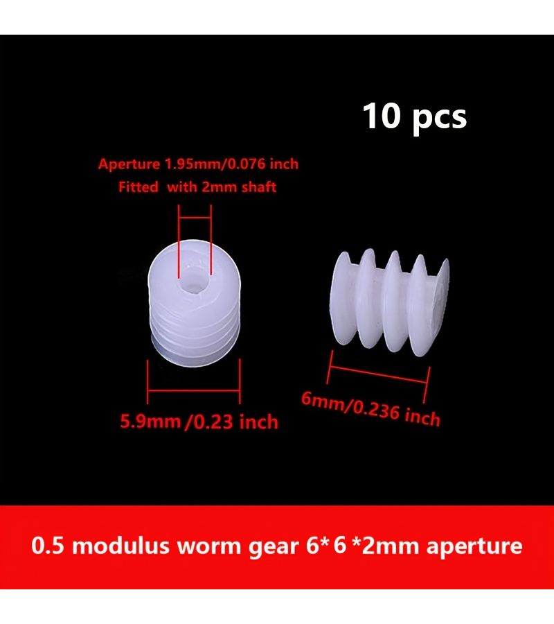 10 Pcs 0.5 Modulus Plastic Gear Worms 6mm Aperture For Mechanical Transmission - Image 3