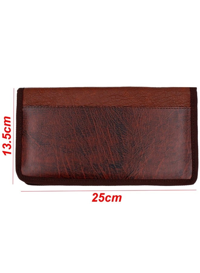 Asraw Stylish Ergonomic PU Faux Leather Document Holder Chequebook/Passbook Vehicle Papers Organizer (Tan) - Image 3