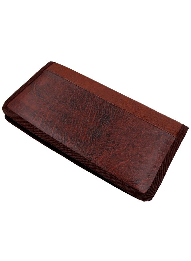 Asraw Stylish Ergonomic PU Faux Leather Document Holder Chequebook/Passbook Vehicle Papers Organizer (Tan) - Image 1