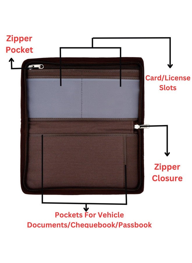 Asraw Stylish Ergonomic PU Faux Leather Document Holder Chequebook/Passbook Vehicle Papers Organizer (Tan) - Image 4