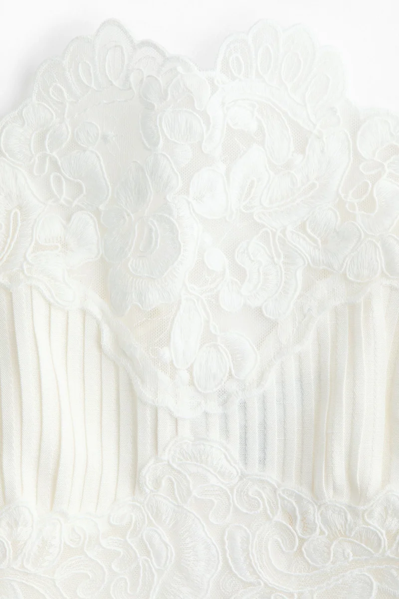 H&M  Linen-blend lace-detail top for Women | Best Price UAE
