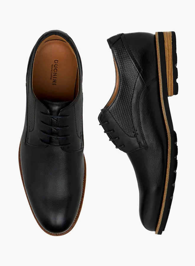 DUCHINI Men's Textured Lace-Up Derby Shoes